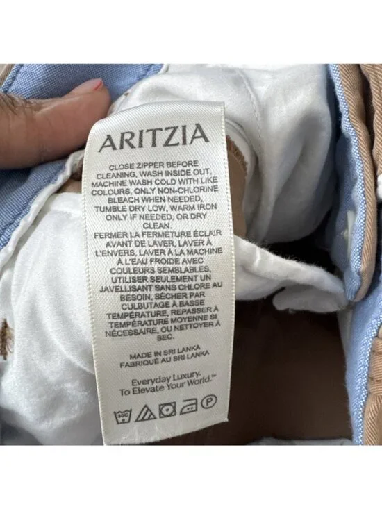 Aritzia Effortless Pant Pleated Tan Wide Leg Full Length Womens 6 - Picture 13 of 15